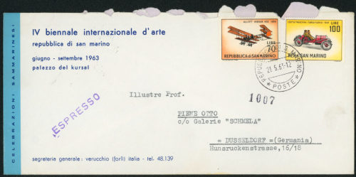 Biennale Internazionale d'Arte di San Marino (Absender*in), Korrespondenz von Biennale Internazionale d'Arte di San Marino an Otto Piene, 20.05.1963