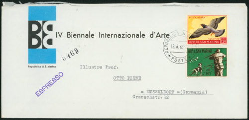 Biennale Internazionale d'Arte di San Marino (Absender*in), Korrespondenz von Biennale Internazionale d'Arte di San Marino an Otto Piene, 15.06.1963