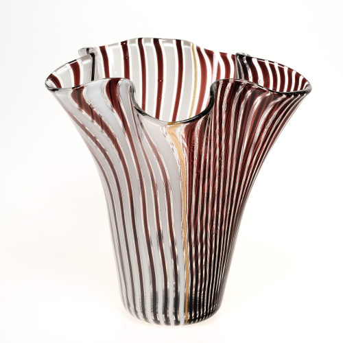 Vetri Decorativi Rag. Aureliano Toso (Ausführung), Vase "mezza filigrana bianca nera", 1954