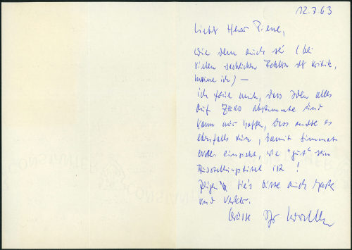 Rochus Kowallek (Absender*in), Korrespondenz von Rochus Kowallek an Otto Piene, 12.07.1963