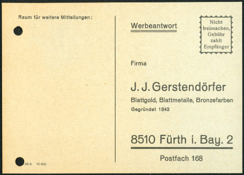 J.J. Gerstendörfer (Absender*in), Korrespondenz von J.J. Gerstendörfer an Heinz Mack, ??.??.1965