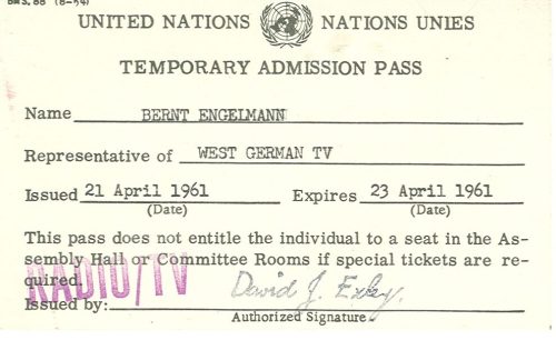 United Nations ; Temporary Admission Pass