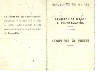 Presseausweis für die République de Guinée