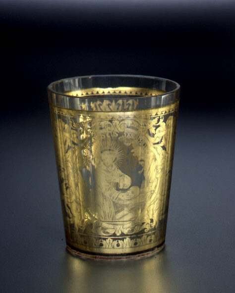 Unbekannt (Ausführung), Zwischengoldglas mit Brustbild des Heiligen Franziskus, um 1730