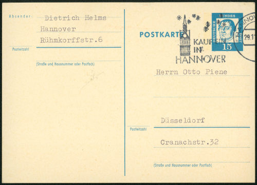 Otto Piene (Empfänger*in), Korrespondenz von Dietrich Helms an Otto Piene, 28.11.1963