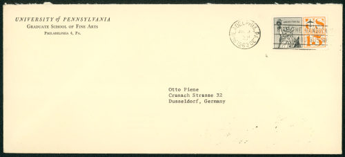 Graduate School of Fine Arts (Absender*in), Korrespondenz von Thomas B.A. Godfrey, Graduate School of Fine Arts, University of Pennsylvania, an Otto Piene, 09.07.1963