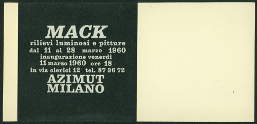 Azimut, Milano (Beteiligte Institution), Mack. Azimut, Milano 11.-28.03.1960, 1960