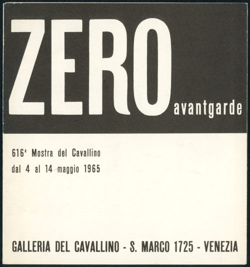 Galleria del Cavallino, Venezia (Beteiligte Institution), ZERO Avantgarde, Galleria del Cavallino, Venedig, 4. - 14. Mai 1965, 1965