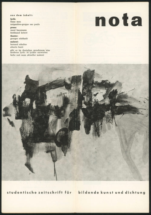 Jürgen Morschel (Herausgeber*in), Nota [N° 2]. Studentische Zeitschrift für bildendende Kunst und Dichtung, 1959