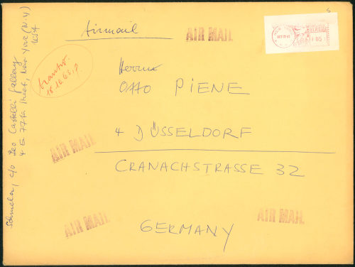 Alfred Schmela (Absender*in), Korrespondenz von Alfred Schmela an Otto Piene, 13.10.1963