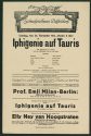 Theaterzettel zur Aufführung von "Iphigenie auf Tauris" von Johann Wolfgang von Goethe, Schausp ...