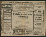 Theaterzettel zur Aufführung von "Iphigenie auf Tauris" von Johann Wolfgang von Goethe, Stadtth ...