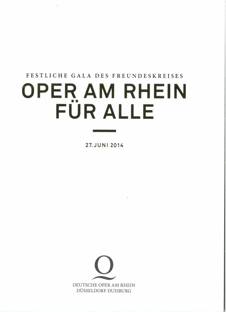 Programmheft zur Festlichen Gala des Freundeskreises. Deutsche Oper am Rhein, Gala in Düsseldor ...