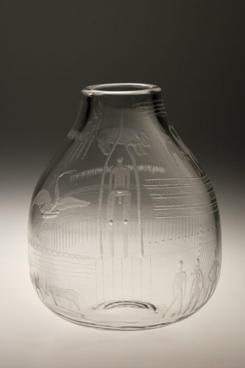 Erik Höglund (Entwurf), Vase mit stilisierten Menschen und Tieren, 1954