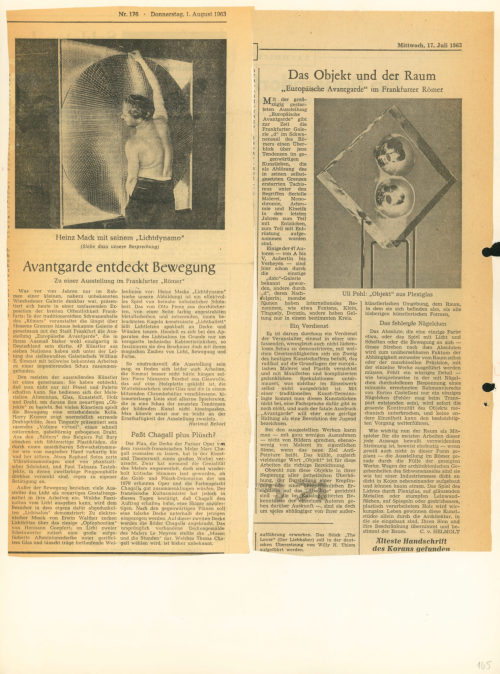 Galerie d (Erwähnt), Europäische Avantgarde, 1963