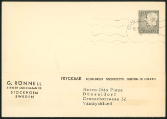 Korrespondenz von G. Rönnell an Otto Piene