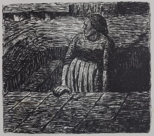 Ernst Barlach (Künstler*in), Stehende Frau auf halber Kellertreppe, 1912