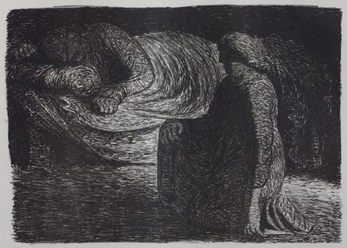 Ernst Barlach (Künstler*in), Kniende Mutter am Bette des schlafenden Sohns, 1912