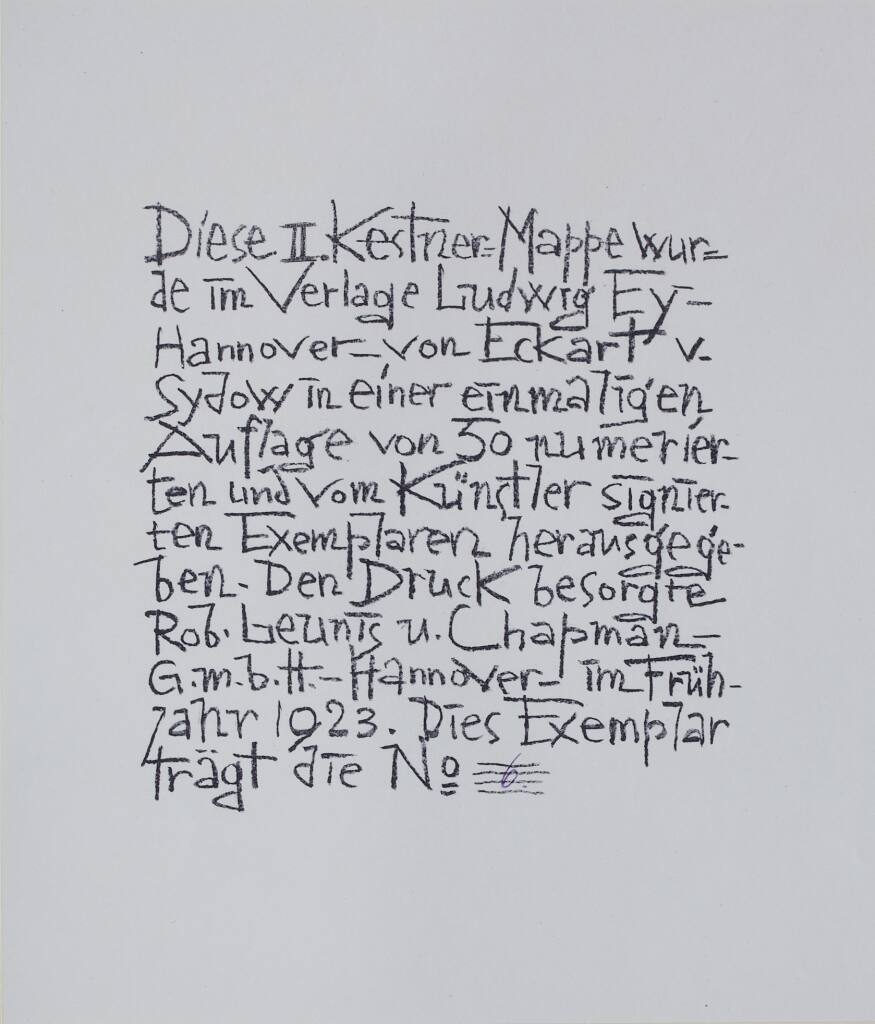 Schriftblatt der II. Kestner-Mappe