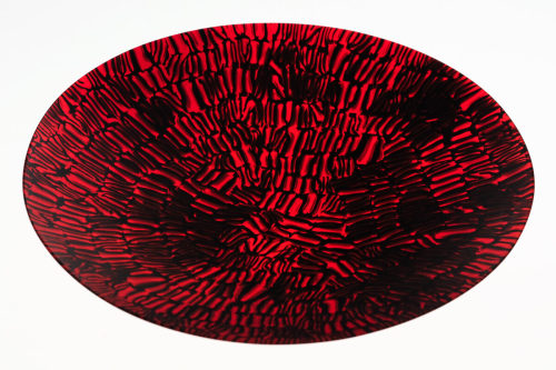 Venini & C. (Hersteller*in), Schale "murrine rosso nero", Entwurf um 1962/63, Ausführung 1970er-Jahre