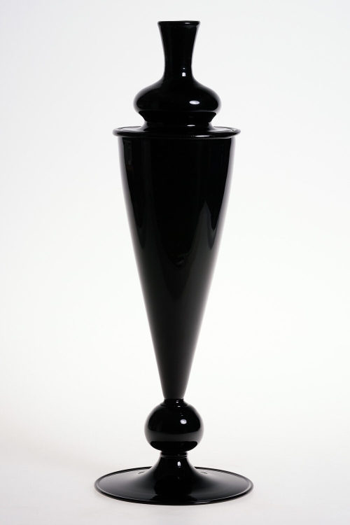 Seguso Vetri d'Arte (Ausführung), Schwarze Fußvase, 1930er-Jahre