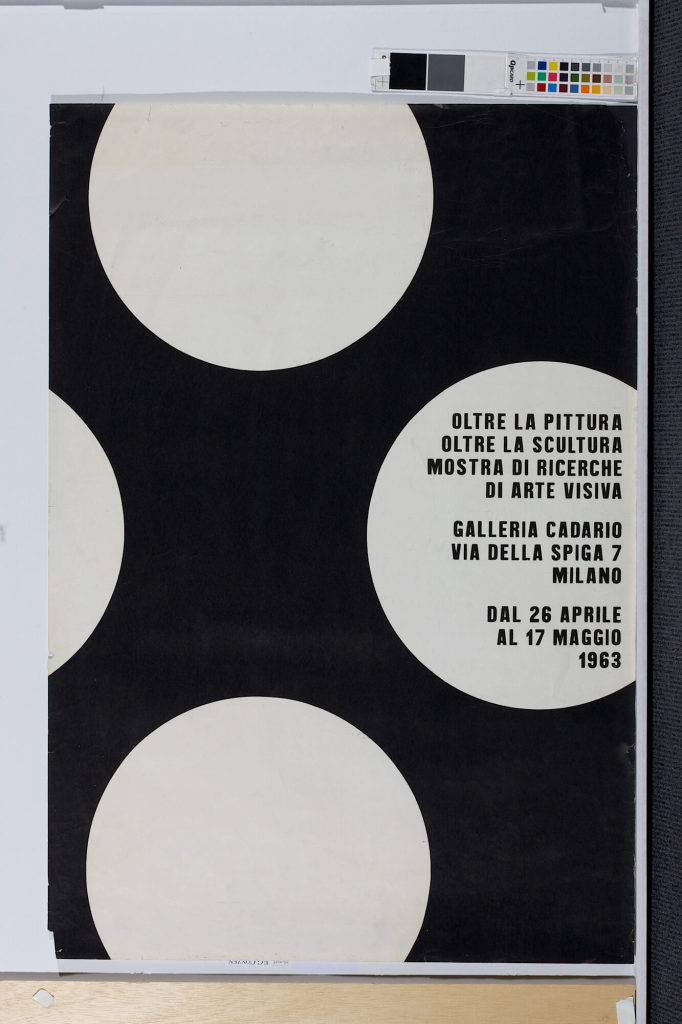 Oltre la pittura, oltre la sculptura. Mostra di ricerche di arte visiva. Galleria Cadario, Milano, 26.04.-17.05.1963