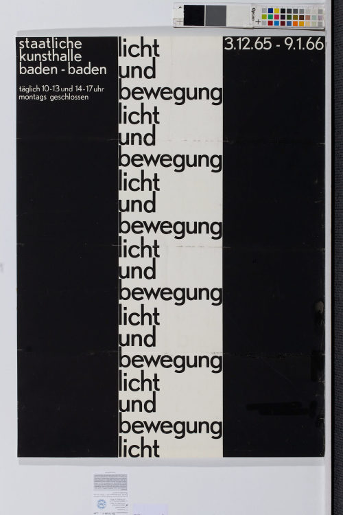 Staatliche Kunsthalle Baden-Baden (Beteiligte Institution), Licht und Bewegung. Staatliche Kunsthalle Baden-Baden, 03.12.1965-09.01.1966, 1965