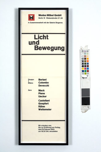 Licht und Bewegung. Modus Möbel GmbH Berlin, Galerie Diogenes, Berlin, ab 19.02.1965