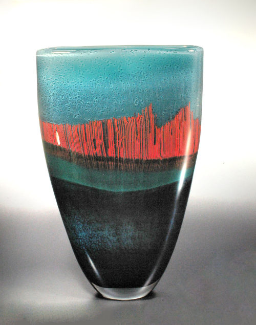 Alain Begou (Künstler*in), Vase mit mehrfachem farbigem Teilüberfang, 1990