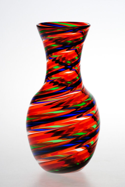 Adriano Dalla Valentina (Ausführung), Vase mit Spiralbändern, 1980er-Jahre