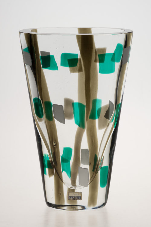 Salviati & C. (Hersteller*in), Vase mit grauem und grünem Muster, um 1970