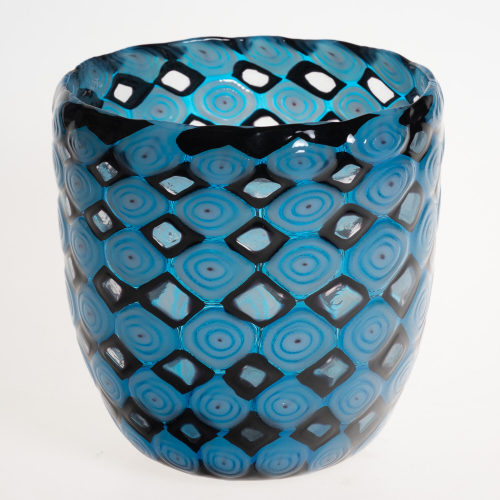 Unbekannt (Ausführung), Blaue Mosaikglasvase, 1970/80er-Jahre