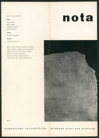 Nota [N° 1]. Studentische Zeitschrift für bildendende Kunst und Dichtung