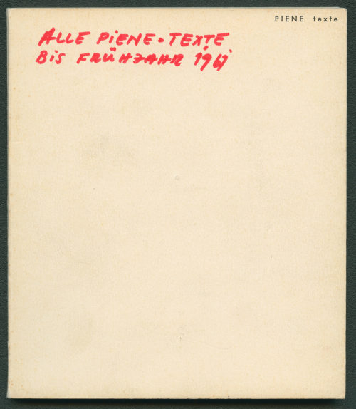 nota (Herausgeber*in), Otto Piene. 10 Texte, 1961