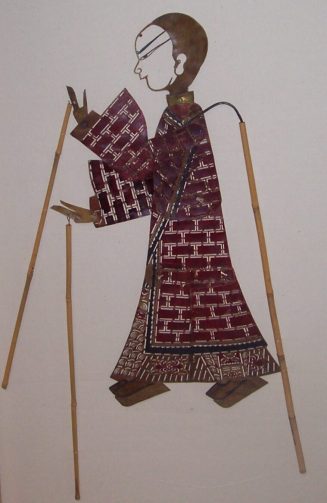 JÜNGERER BUDDHISTISCHER PRIESTER, Schattenspielfigur aus der chinesischen Provinz Szetchuan