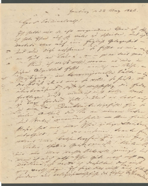 Heinrich Heine (Absender*in), Korrespondenz von Heinrich Heine an Julius Eduard Hitzig, 22.05.1826