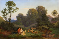 Ludwig Richter, Frühlingsabend, 1844, Kunstpalast, Düsseldorf, Inv.-Nr. M 4270