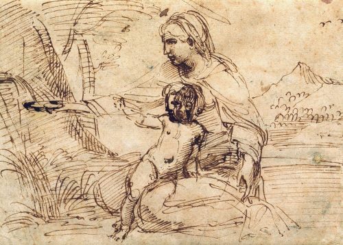 Annibale Carracci (Künstler*in), Madonna mit Kind, Wasser schöpfend, um 1606