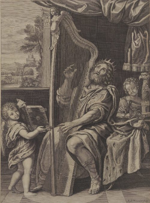 Gilles Rousselet (Künstler*in), Der Harfe spielende König David, 1679