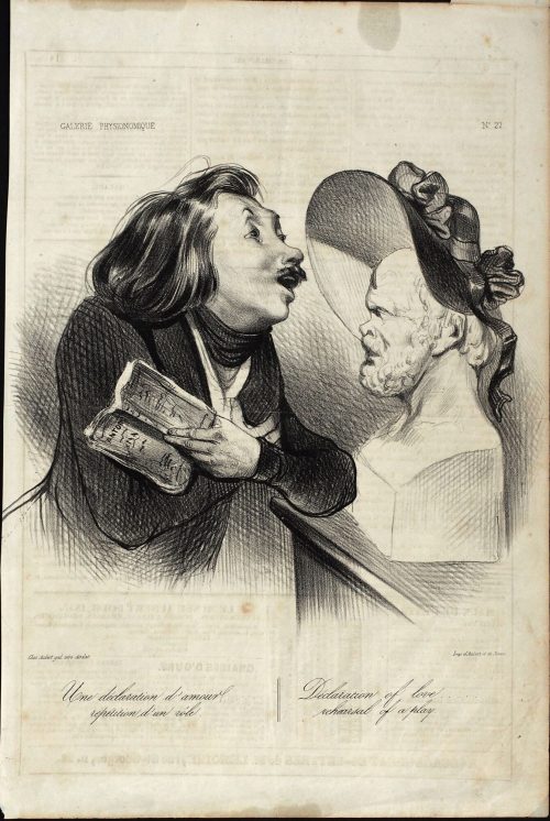 Honoré Daumier (Künstler*in), Une déclaration d'amour... répétition d'un rôle., 1837