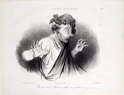 Honoré Daumier (Künstler*in), Pour qui sont ces Serpents qui siflent sur vos têtes?...
(Hermione - Fureurs d'Oreste)., ca. 1841