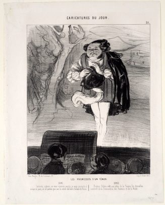 Les promesses d'un ténor.
1841.
Carissimi signori, ze vous remercie, perché, je vous promets, zi zamais ze çante, de ne çantare que sur la scène del Teatro-Italiano di Parizi.
1842.
Il signor Rubini redit aux échos de la Tamise les éternelles cavatines de la Sonnambula, des Puritains et de la Niobé.