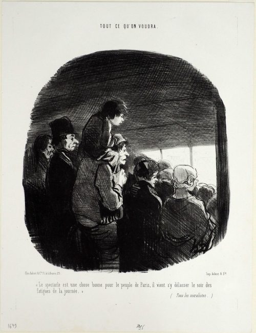 Honoré Daumier (Künstler*in), "Le spectacle est une chose bonne pour le peuple de Paris, il vient s'y délasser le soir des fatigues de la journée."
(Tous les moralistes.), ca.1849