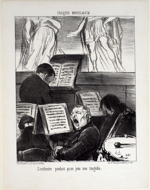 Honoré Daumier (Künstler*in), L'orchestre pendant qu'on joue une tragédie., ca. 1852