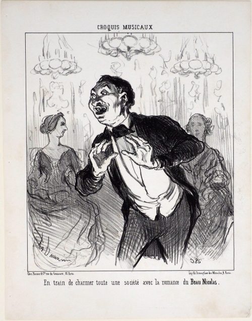 Honoré Daumier (Künstler*in), En train de charmer toute une société avec la romance du Beau Nicolas., ca. 1852