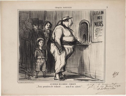 Honoré Daumier (Künstler*in), Au bureau de l'Ambigu Comique.
- Trois premières de tribord...... nom d'un sabord!...., 1856