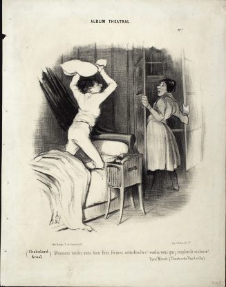 (Chabolard Arnal) Monsieur, voulez-vous bien finir, fermez cette fenêtre ! voulez-vous que j'emploie la violence ? Passé Minuit (Theatre du Vaudeville.)