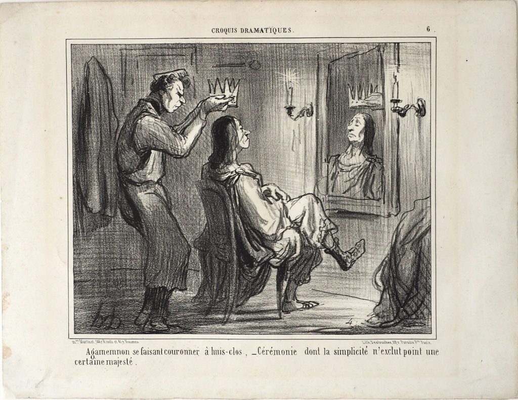 Agamemnon se faisant couronner à huis-clos, - Cérémonie dont la simplicité n'exclut point une certaine majesté.