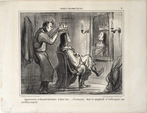 Honoré Daumier (Künstler*in), Agamemnon se faisant couronner à huis-clos, - Cérémonie dont la simplicité n'exclut point une certaine majesté., ca. 1856