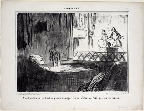 Honoré Daumier (Künstler*in), Amélioration qui ne tardera pas a être apportée aux théâtres de Paris pendant la canicule., ca. 1859